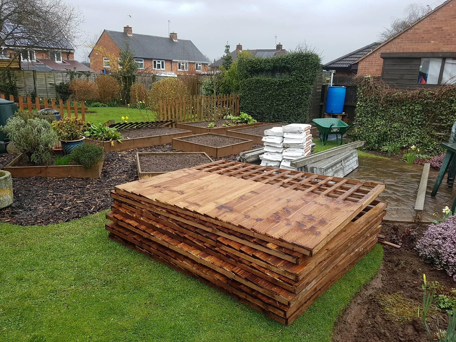 The Panels Ready To Be Used In This Picture Are Combination, Mixing Close Board And Trellis Fencing