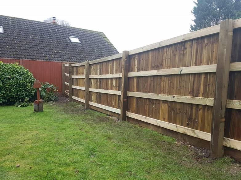 This Is A Running Close Board Style Fence, This View Is Of The Back, The Front Appears Seamless Without Sections For Posts
